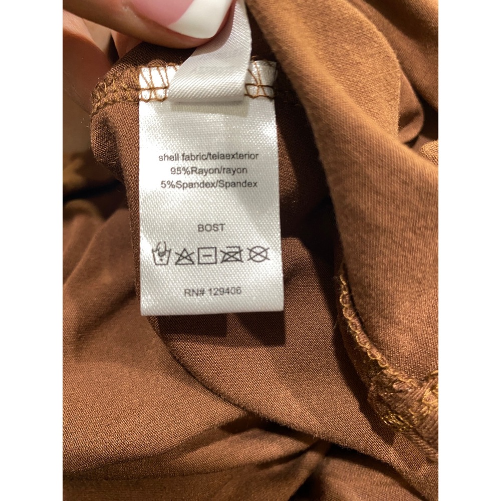 Venus Brown Beaded Embroidered Maxi Dress M Boho Sleeveless Resort Vacay  Casual - Picture 6 of 9